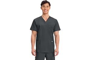 Cherokee Scrub top for Men V-Neck with 3 Pockets, Knit Details, Soft, Durable, Breathable, 2-Way Stretch Fabric - WW670