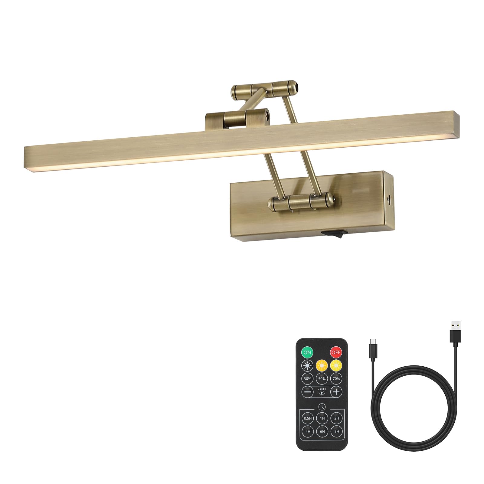 Photo 1 of Pasoar LED Wireless Picture Lights for Wall Rechargeable, Battery Operated Art Light for Paintings, 3CCT Dimmable, 15.7" Finish with Remote, Rotatable Gallery Light for Pictures Display Antique Bronze