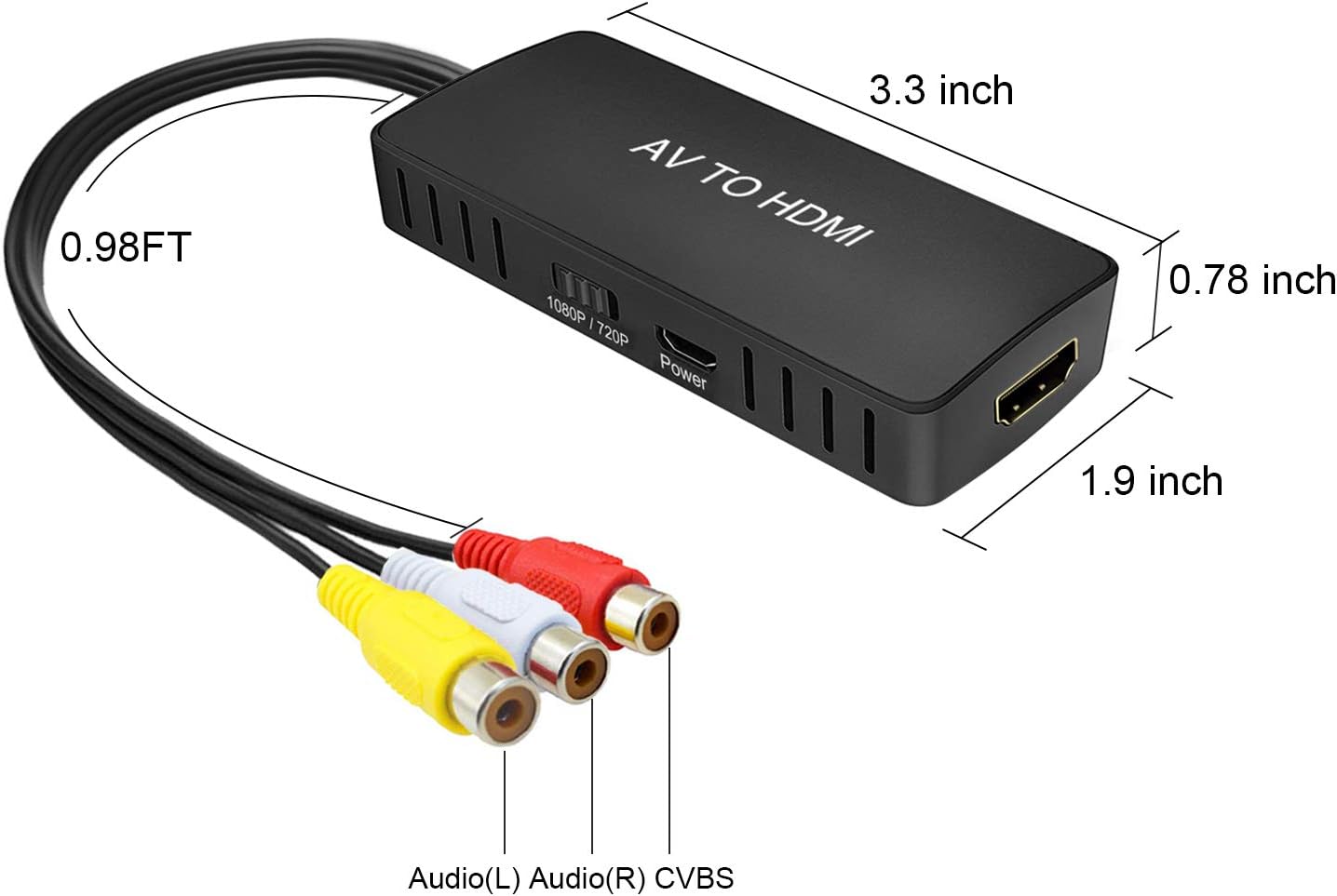 RCA to HDMI Converter, RuiPuo Composite to HDMI Adapter Support 1080P, PAL/NTSC Compatible with WII, WII U, PS one, PS2, PS3, STB, Xbox, VHS, VCR, Blue-Ray DVD,HDM Capture Card (RCA TO HDMI Converter): Electronics
