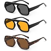 YDAOWKN Retro Square Aviator Sunglasses for Women Men Trendy Flat Top Sun Glasses UV Protection Vintage Shades