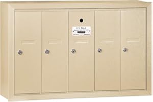 Salsbury Industries 3505SSU Surface Mounted Vertical Mailbox with USPS Access and 5 Doors, Sandstone