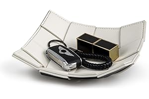 MSJGA PU Leather Valet Tray for Men Women Key Holder Bowl for Entryway Table Bedside Nightstand Desk Tray for Wallet, Keys Men's Gift - Small, 7.1"D x 7.1"W x 2"H