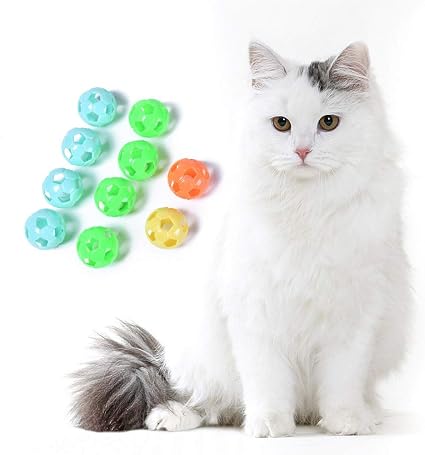 Amazon Com Tutuba 10pcs Cat Ball With Bell Colorful Squeaking