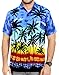 LA LEELA Mens Hawaiian Shirts Short Sleeve Button Down Shirt Men's Shirts Casual Beach Holiday Hawaii Island Shirts for Men Funny L Palm Tree, Blue