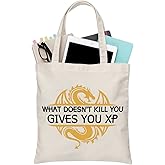 BDPWSS DND Tote Bag RPG Gamer Gift Dungeon Master Gift What Doesn't Kill You Gives You XP D20 Dice RPG Gaming Gift