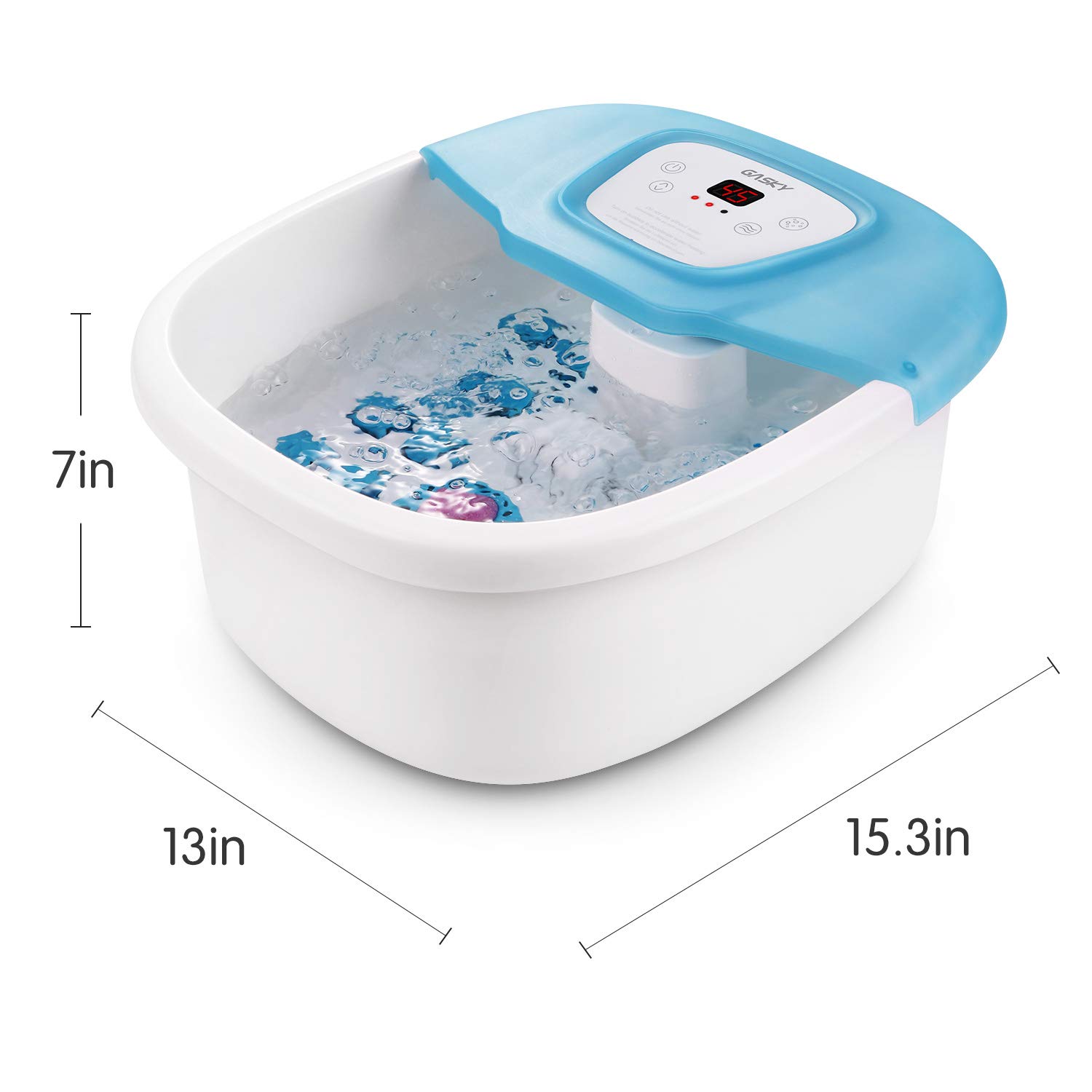 Foot Spa Foot Bath Massager with Heat, Vibration, Bubbles and Pedicure Grinding Stone for Exfoliating, 16 Masssage Rollers for Shiatsu Massage, LED Temp Control for Soothe Relax Tired Feet Home Use: Beauty