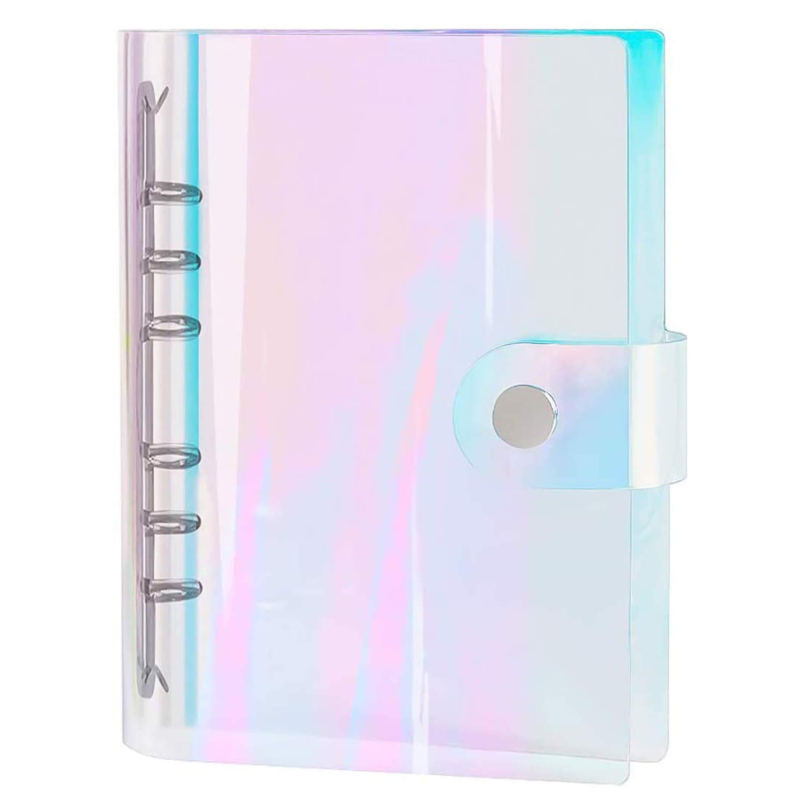 Zhi Jin A6 Rainbow Soft PVC Notebook Cover Case Loose Leaf Binder Round Ring Protector Folder with Snap Button Closure