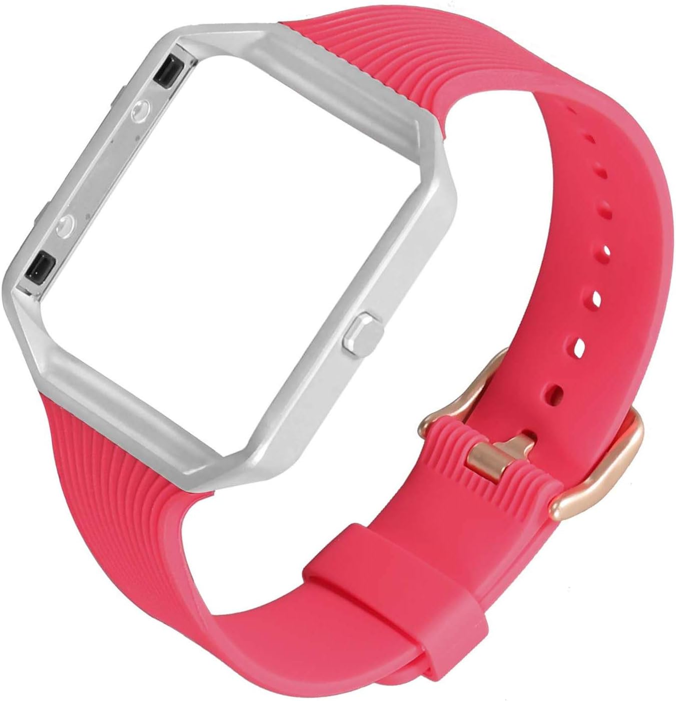 ESeekGo Compatible with Fitbit Blaze Bands with Metal Frame, Soft Slim Sport Silicone Replacement Wristband Compatible with Fitbit Blaze Bracelet for Women Men (No Tracker)