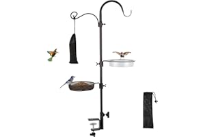 Deck Bird Feeders Deck Hook Bird Feeder Pole Bird Feeding Station,Premium Multi Feeder Hanging Kit with Bird Bath Sock Feeder