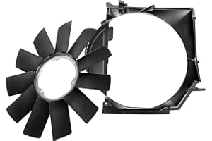 BINB ROAD Radiator Cooling Fan Shroud with Fan Blade Kit 17111436259 + 11521712058 Compatible with BMW 320i 323i 325i 328i 330i E46 1997-2006