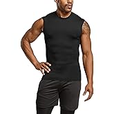 TSLA Men's Sleeveless Workout Shirts, Dry Fit Running Compression Cutoff Shirts, Athletic Training Tank Top