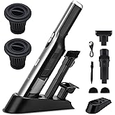 Handheld Vacuum Cordless Car Vacuum Cleaner with 18KPa Powerful Suction, Portable Chargeable Handy Vac with LED Front Light & Storage Dock, Dust Buster for Office Home, Pet Brush for Pet Hair, Gray