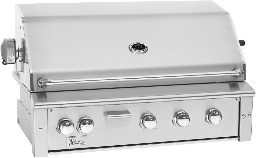 Alturi 42" Luxury Stainless Steel Built-in Gas Grill with 3 Cast Red Brass Burners, Smoker Tray, and Infrared Rotisserie (Natural Gas Model)