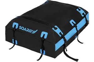 Soarify Car Roof Bag Rooftop Cargo Carrier Bag 20 Cubic feet Waterproof for All Cars with/Without Rack, Includes Anti-Slip Mat, 10 Reinforced Straps, 6 Door Hooks, Luggage Lock (20 Cubic ft)