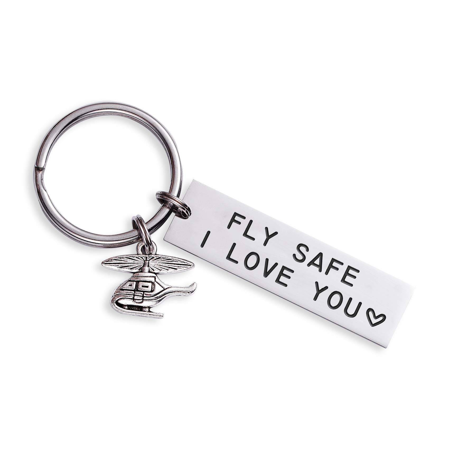 LParkin Fly Safe I Love You I Need You Here with Me Keychains Luggage Tag Flight Attendant Flight School Graduation Pilot Travel Gifts Stainless Steel (Fly Safe I Love You Keychain)
