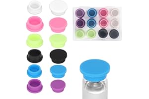 FUKAISU 12 Pcs 3ml Glass Vials Protective Caps, 6 Assorted Colors Reusable Leak-Proof Protective Peptide Vial Bottle Lids for Injection Vials Organize and Quickly Identify