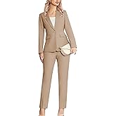 Kelyaa Women's 2 Piece Suit Notched Lapel One Button Slim Fit Business Office Work Tuxedo Blazer Pants Set