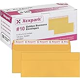 Xxcxpark 120 PCS #10 Golden Self Seal Kraft 4-1/8 x 9-1/2 inches Security Envelopes, Windowless Invisible Envelopes Super Strong Quick Seal Envelopes Security Tint Pattern Secure