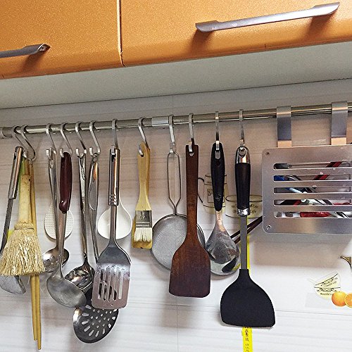ACMETOP S Shape Hooks Heavy-duty Hanging Hooks for Kitchenware Spoons Pans Pots Utensils Bags Towels Plants Gardening Tools Shower Curtains (10 Pack, Silver) - Thumbnail 4