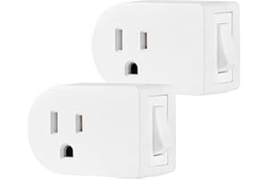 UltraPro Grounded Power Switch, 2 Pack, Outlet Extender, 3 Prong, Easy to Install, for Indoor Lights and Small Appliances, Energy Efficient Adapter, Space Saving Design, UL Listed, White, 39713