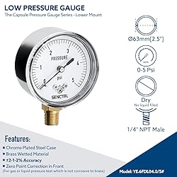 SENCTRL 0-5 Psi Low Pressure Gauge, Capsule