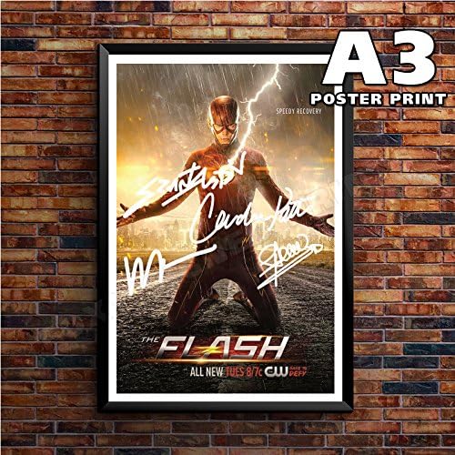 A3 Large The Flash TV Series Print Cast Grant Gustin Wentworth Miller Candice Patton Stephen Amell SIGNED POSTER PRINT