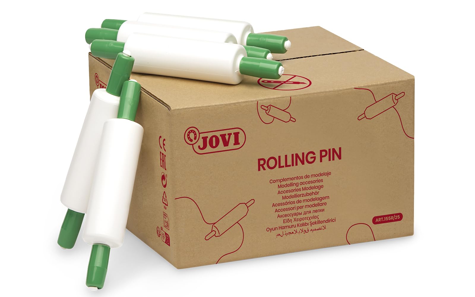 Jovi - Roller for modelling clay modeling accessories, white and green (155R/25)