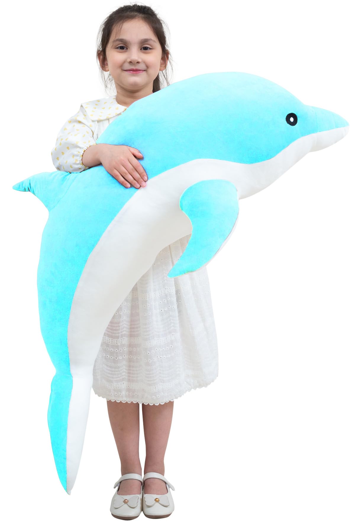 Kekeso Dolphin Plush Toys Lovely Stuffed Soft Animal Hugging Pillow Dolphin Dolls for Children Girls Sleeping Cushion Gift (100cm/39.37inch, Blue)
