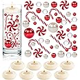 MadeTop 4114 Pcs Christmas Vase Filler Pearls for Vase Fillers Floating Candles Centerpiece with 8 Floating Candles Water Gels Beads for Christmas Home Table Party Decor（Classic Style）