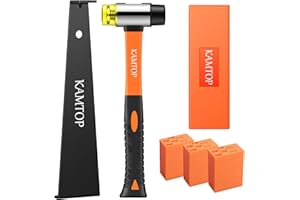 Kamtop Laminate Wood Flooring Installation Tools - 63 Pcs Laminate Flooring Tools with 60 Floor Spacers, Floor Fitting Tool Double Faced Mallet, Rubber Tapping Block, Heavy Duty Pull Bar