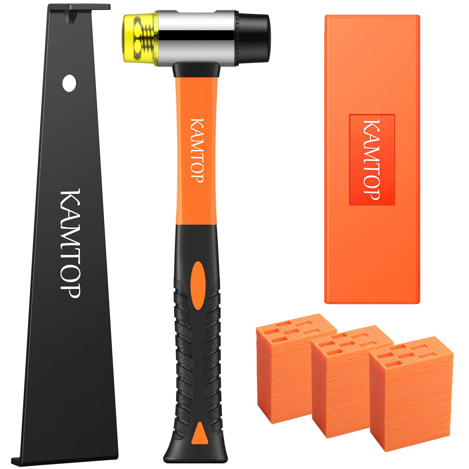 Kamtop Laminate Floor Installation Kit, Professional DIY Flooring Tools with 35mm Glass Fiber Handle Rubber Mallet, 60 Wedge Spacers, Floor Gap Fixer Tool, Fits 7-15mm Laminate Vinyl Hardwood Floors — image 1