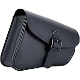 Motorcycle Swingarm Bag with Black Synthetic Leather, Swing Arm Bag Motorcycle Saddlebag Left Side Tool Bag Fit for Softail / Triangulated Swingarm Models Dyna Low Rider Fat Bob, An Adjustable Strap