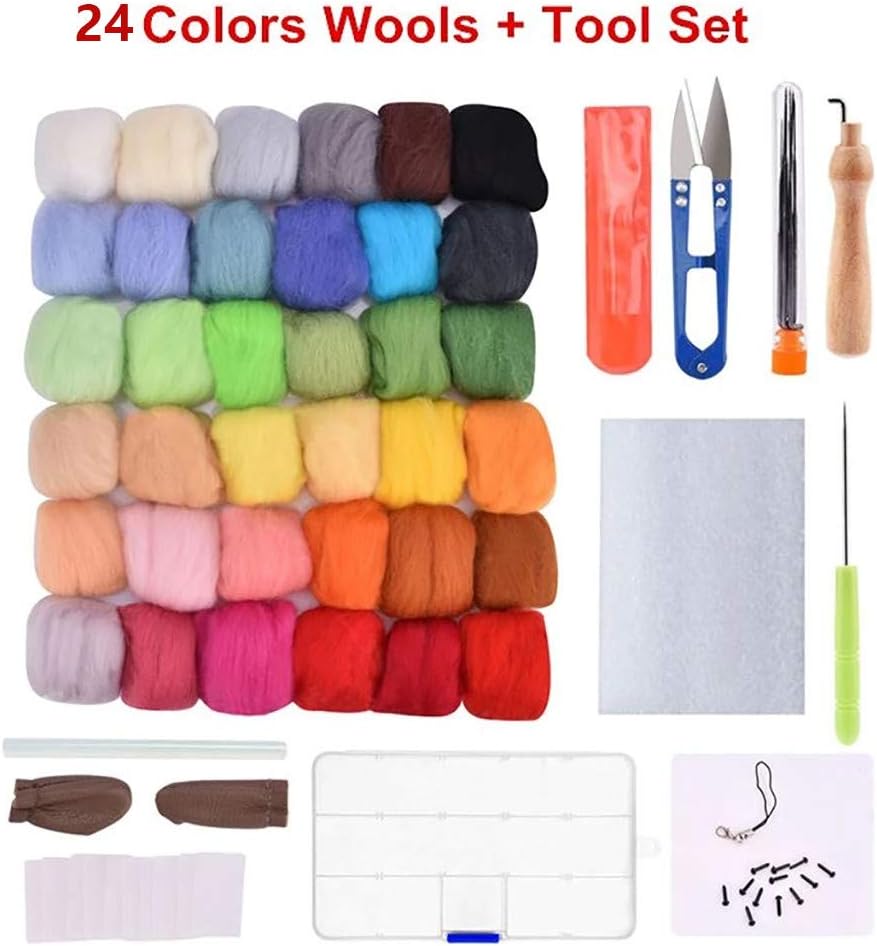 24/36/40/50 Color Jewellery Making Craft Yarn Kit, Faux Wool Needle Felting Starter Thread Kits, Needel Works Like Making Jewellerys, Mat, Rug, Keyring, Home Decor Item