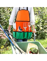 UKOKE Juego de herramientas de jardín, kit de 12 piezas de herramientas de mano de aluminio, delantal de lona de jardín con bolsillo de almacenamiento, herramienta para exteriores, juego de trabajo de jardinería resistente con mango ergonómico, herramient