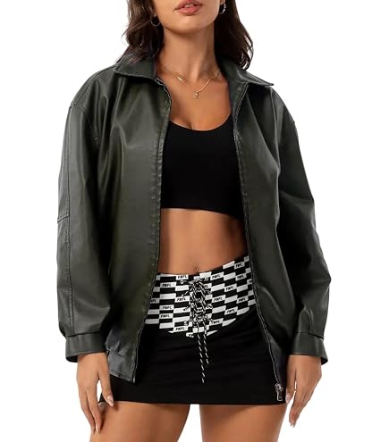 Flixxo Y2K Faux Leather Jacket Women Dark Academia Oversized