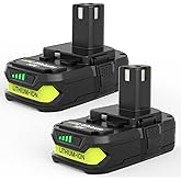2 Packs 3.6Ah 18 Volt High Capacity Replacement for Ryobi 18V Battery 3600mAh, Compatible with Ryobi 18 Volt Lithium ion Battery P108 P107 P105 P104 P103 P102 Cordless Power Battery Tools (Green)