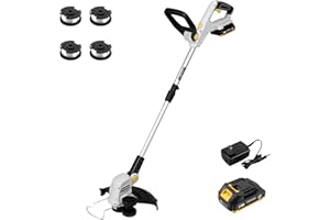 Korunria Brushless String Trimmer, Cordless Weed Wacker & Edger with 2.5Ah Battery, Running Time 30~40 Mins Charger Included