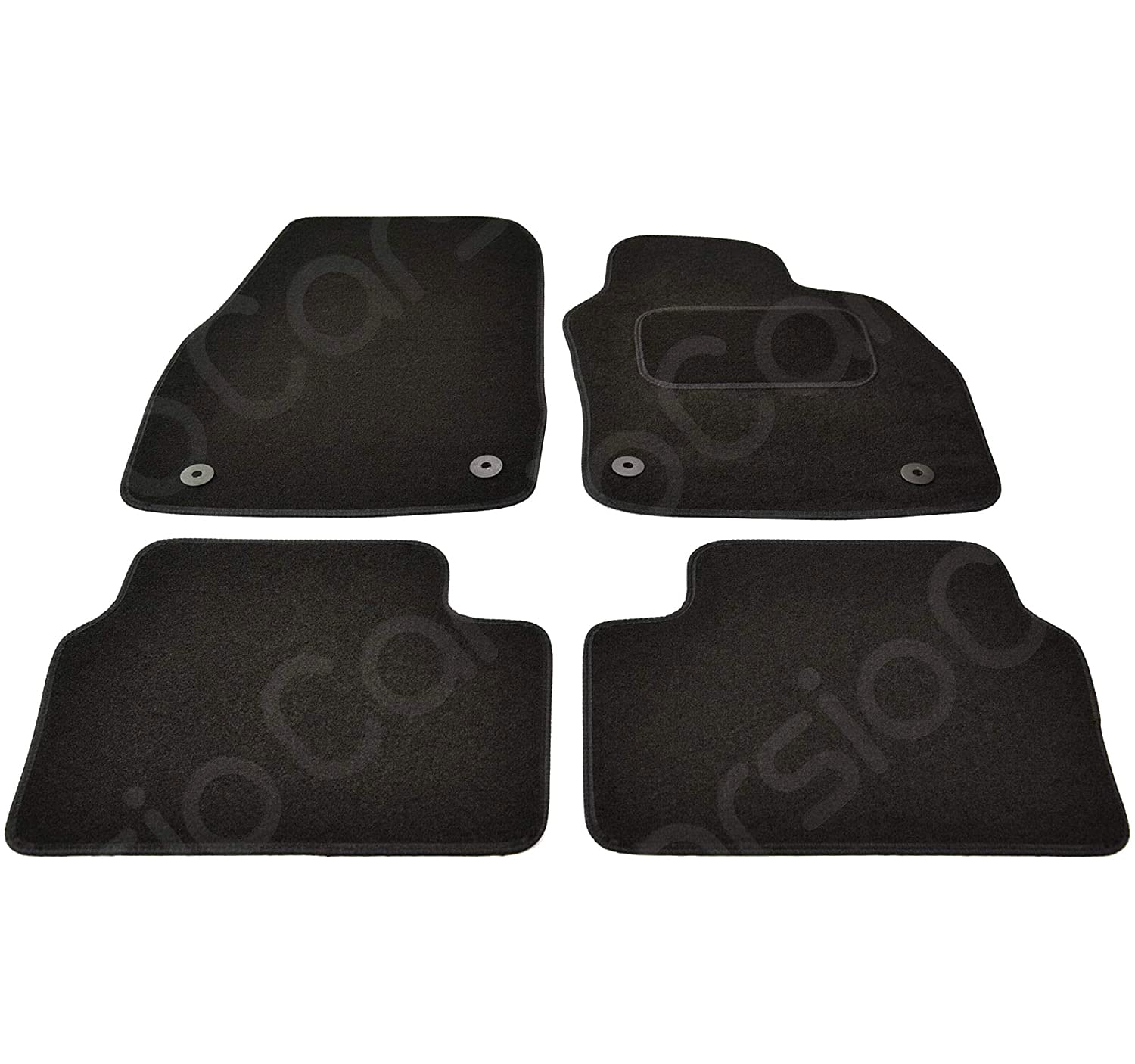 Carsio Carpet Car Mats For Vauxhall Astra H 2004 to 2010 4 Piece Set With 4 Clips Tailored Fit Floor Mat Complete Accessory Black Custom Fitted - All Weather, Anti-Slip Backing & Black Trim