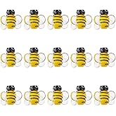 GOMAKERER 15 Pcs Bee Lampwork Glass Beads, Handmade Gold Animal Insect Loose Spacer Beads for DIY Bracelets Necklaces Purse Cellphone Charms Pendants Making Craft Accessories