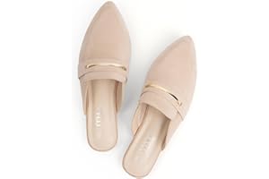 MUSSHOE Comfortable Work Women's Mules - Casual Slip on Black Suede Backless Loafers-Office Business Teacher Dressy Flats 2025 for Professional​ Women