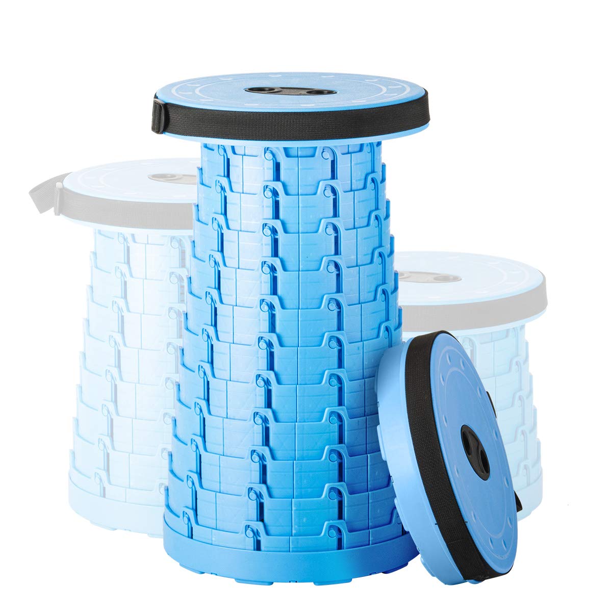 Booxihome Portable Telescopic Stool, Folding Stool Camping Lightweight Stool Seat for Outdoor Camping BBQ Fishing Hiking Indoor（Blue）