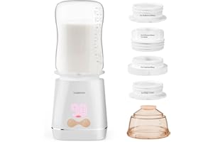 YOJOKER Bottle Warmer, Portable Bottle Warmer for Travel with 4 Adapters, Rechargeable Fast Heating Baby Bottle Warmer with Precise Temperature Selection for Baby Breastmilk, Water, Formula