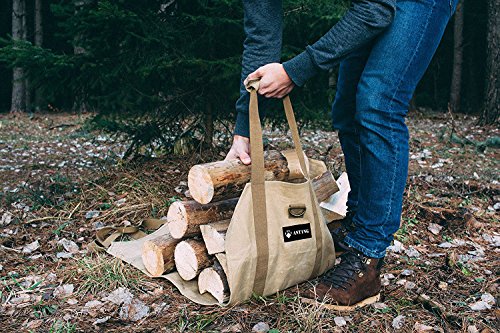image for ANTING Waxed Canvas Firewood Log Carrier Fireplace Wood Tote Bag Holde