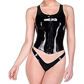 Women's Latex Camisole with Front Zipper,Shaping Casual Latex Tank Tops,for Novelty Club Wear