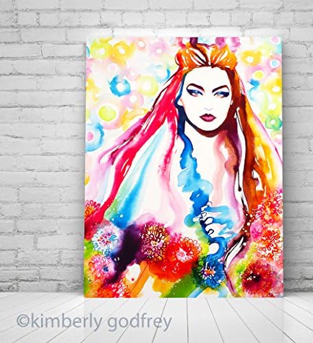 Catwalk Acrylic Original Painting Runway Model Salon Spa Restaurant Décor Hot Pink Flowers