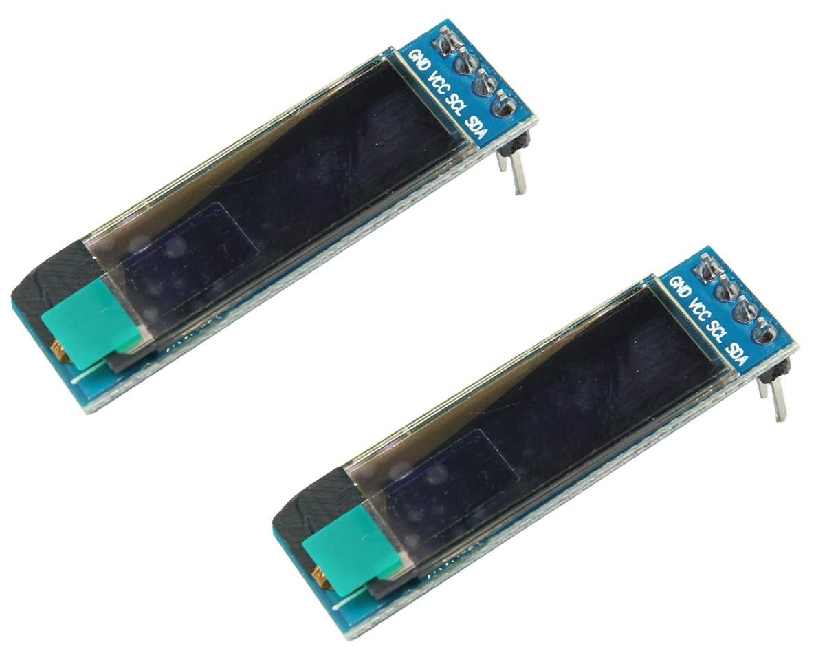 TECNOIOT 2 pcs 0.91 Inch 128x32 IIC I2C Blue OLED LCD Display DIY OLED Module SSD1306 Driver IC DC 3.3V 5V