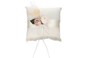SUPVOX Wedding Ring Pillow Satin Floral Lace Bowknot Decorative Ring Bearer Cushion for Ceremony