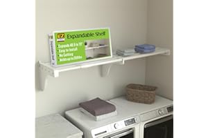 EZ Shelf-Expandable-Closet Shelf (NO Hanging Rod)- 29” - 49” -White- Easy Install to 1 Sidewall and Backwall (EZS-SW48-1-1) -Wire Closet Shelving Alternative