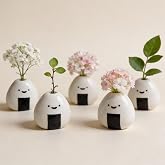 5 PCS Mini Vase,Handmade Ceramic Japanese Onigiri Rice Ball Miniature Vase | Charming and Cute Design, Perfect for Dry Flowers - Bulk Bud Vases, Unique and Adorable Japanese Craft