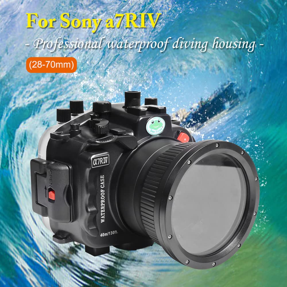 Seafrogs Underwater Housing for Sony A7R IV (ILCE-7RM4A), Waterproof Case for Sony A7R Mark IV + FE 28-70mm, 16-35mm F4, 24-70mm F4, 24mm F1.4 GM, 50mm F1.8, 85mm F1.8 Lens-Black